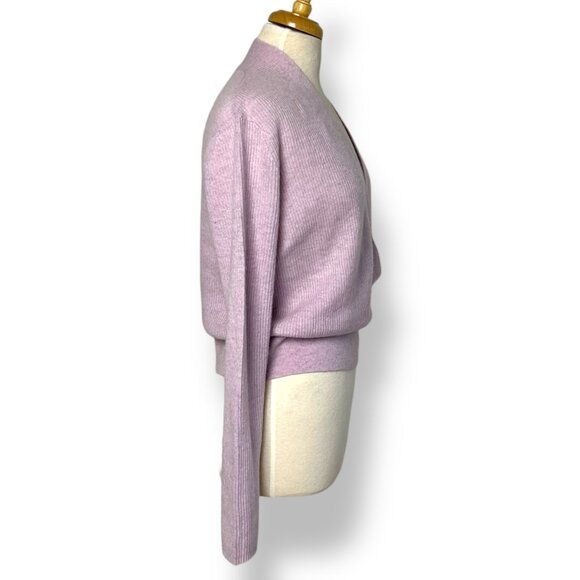Marta's 100% Cashmere V Neck Wrap Front Sweater Lavender Pink Long Sleeve Sz XS - Picture 5 of 7